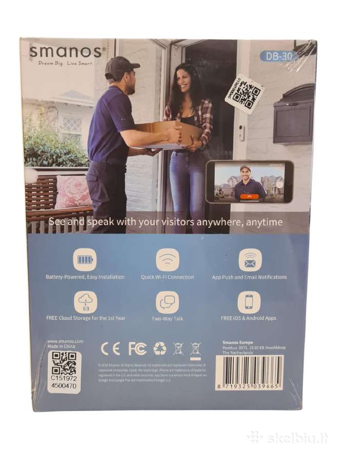 Smanos (db-30) Smart Video Doorbell (Naujas) +6mėn - nuotraukos Nr. 4