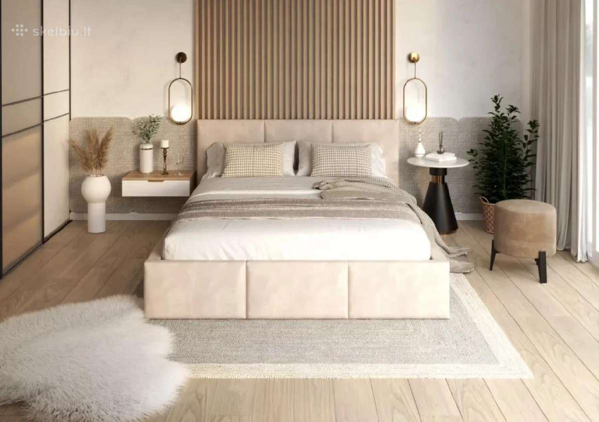 Miegamojo lova "Fresia 160x200" su patalų dėže