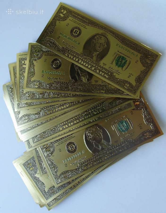 Paauksuotas 2 dolerių banknotas