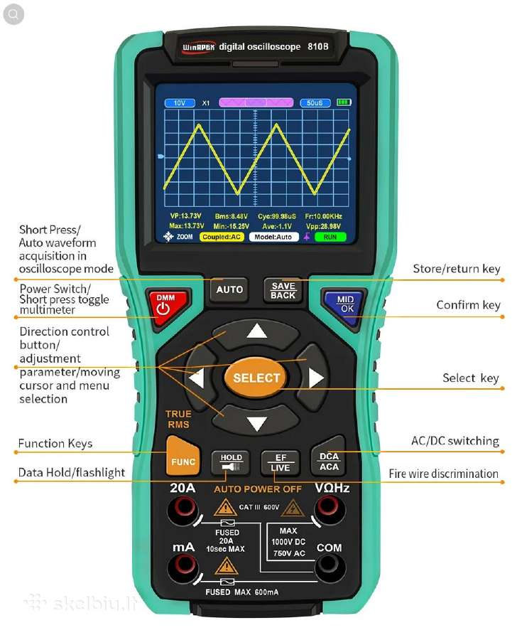 Osciloskopai Zt703s 3in1, Winapex 810b ir Fnirsi - nuotraukos Nr. 24