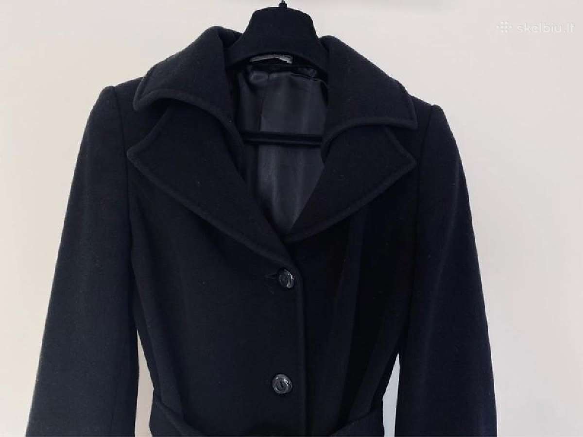 Stilingas juodas klasikinis paltas Misto Cashmere