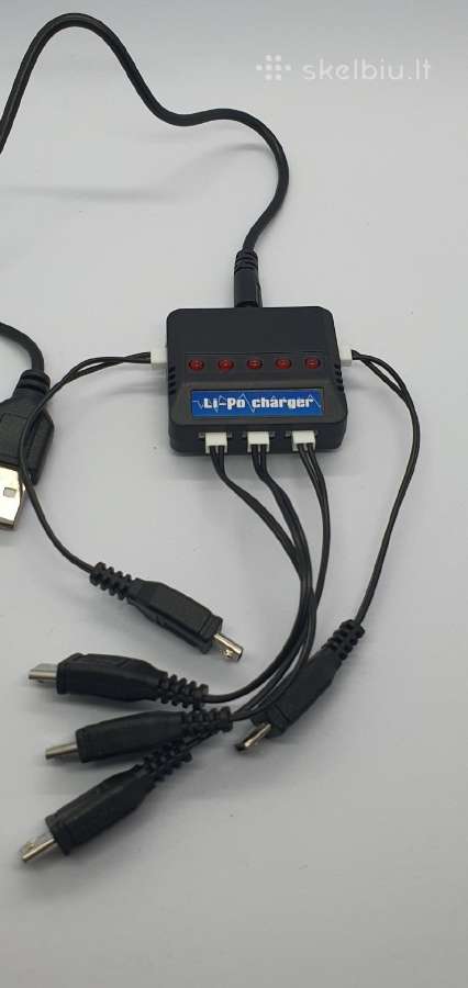 Usb Lipo kroviklis su 4 išėjimais 3,7 V baterijom