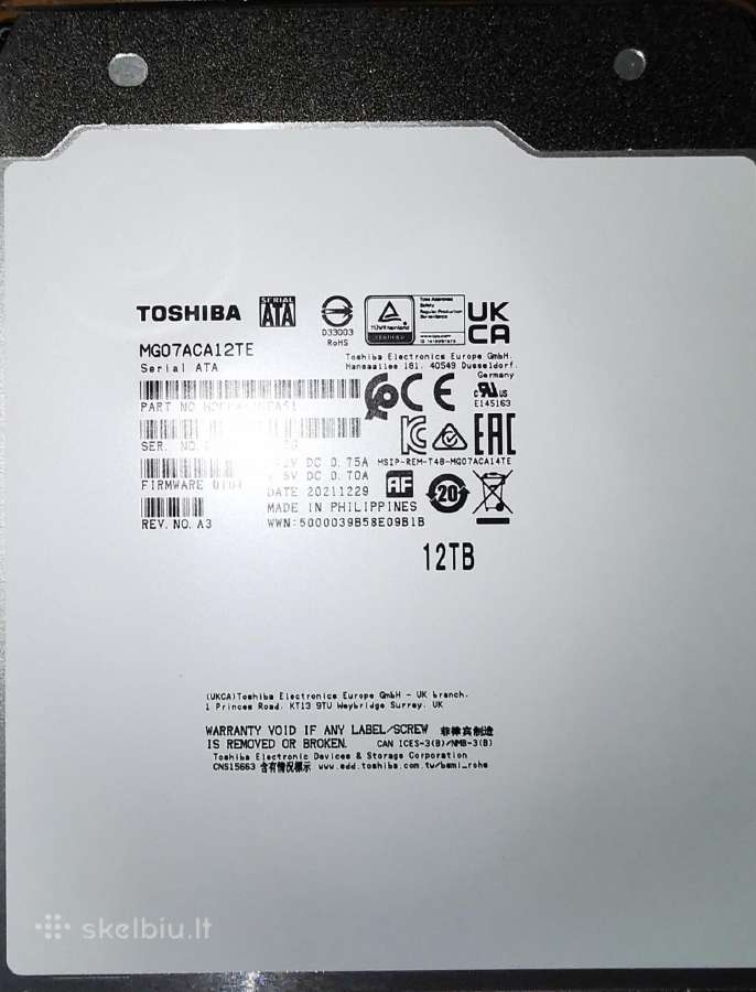 8tb ir 12tb Sata 3.5" HDD, nauji - nuotraukos Nr. 2