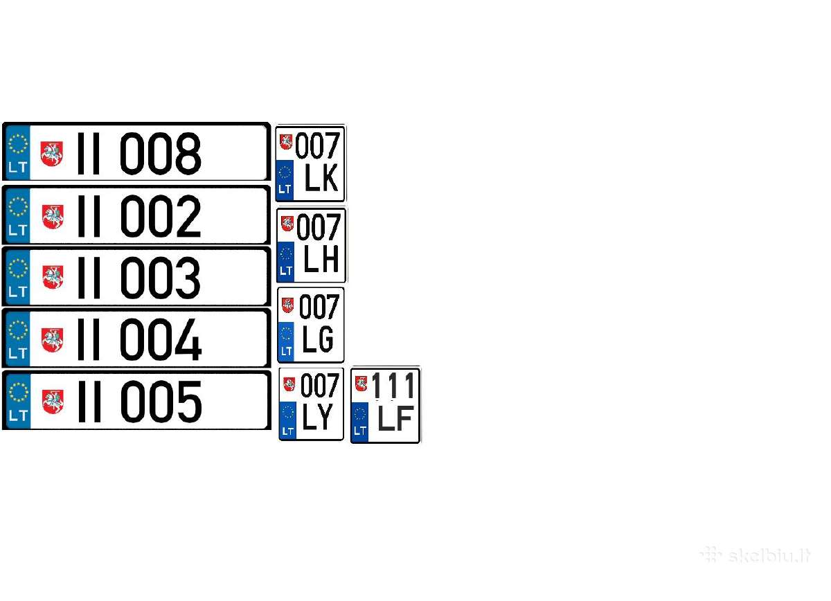 Parduodami priekabos/motociklo numeriai