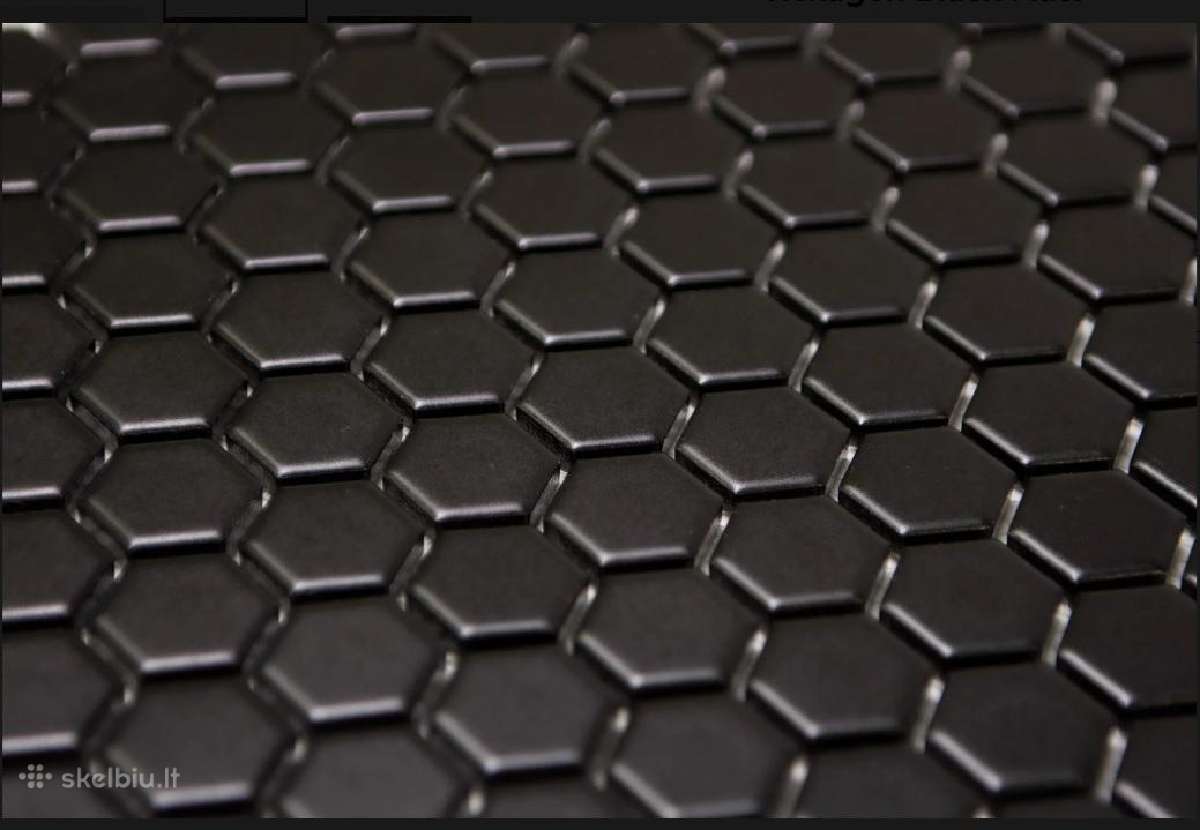 Juodos keraminės mozaika plytelės Hexagon Black - nuotraukos Nr. 2
