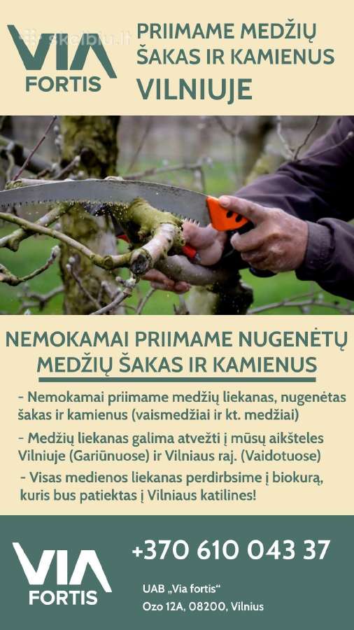 Priimsime šakas, kirtimo liekanas, medieną