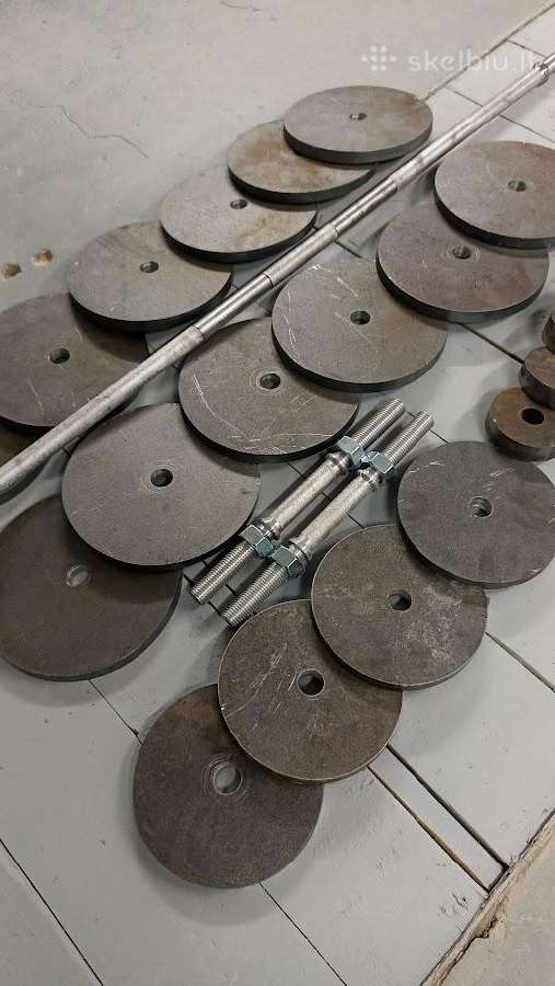 Stanga 152kg, hanteliai 2x74kg