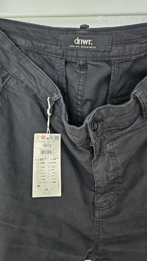 Kelnės Chino Zara Dydis 46 Spalva Juoda ir Mėlyna - nuotraukos Nr. 4