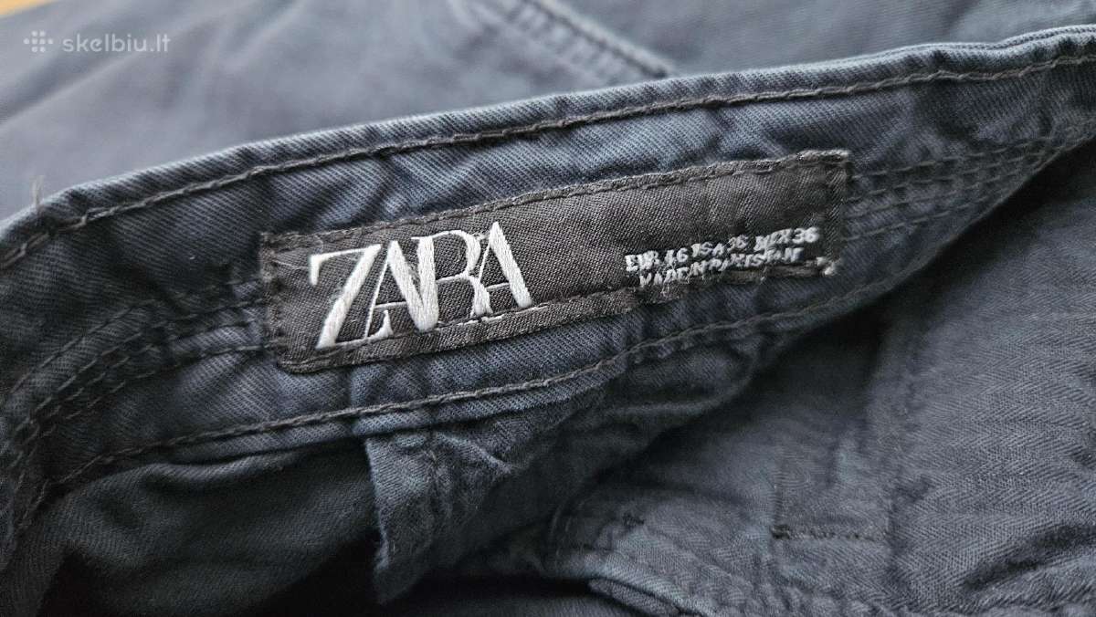 Kelnės Chino Zara Dydis 46 Spalva Juoda ir Mėlyna - nuotraukos Nr. 9