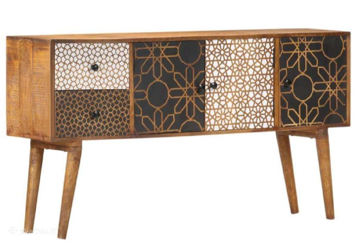 Šoninė spintelė su raštais, 130x30x70cm, mango med