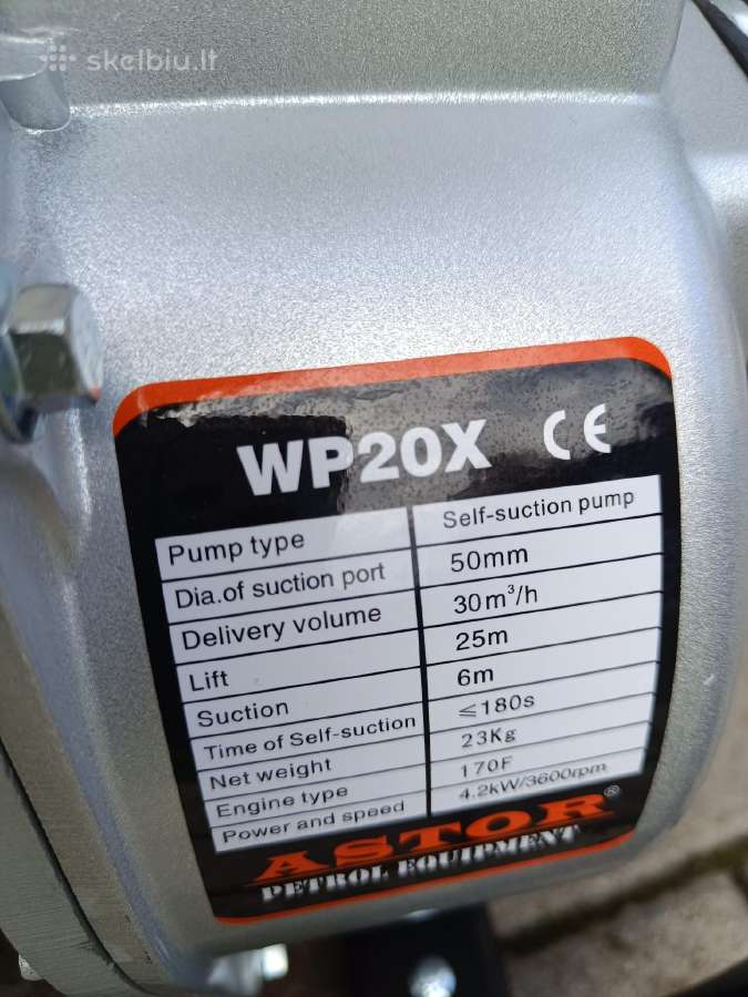 Benzininis vandens siurblys - pompa Astor Wp-20x, - nuotraukos Nr. 4