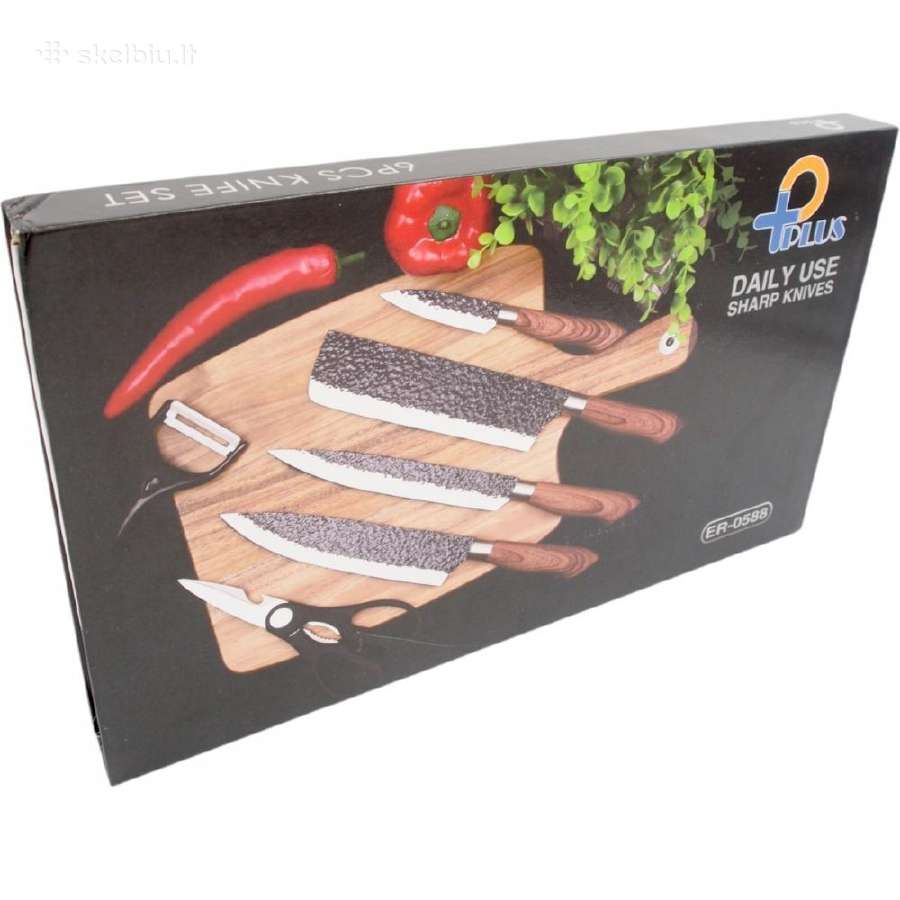 Naujas Virtuvinių peilių rinkinys Wood 6 vnt - nuotraukos Nr. 6