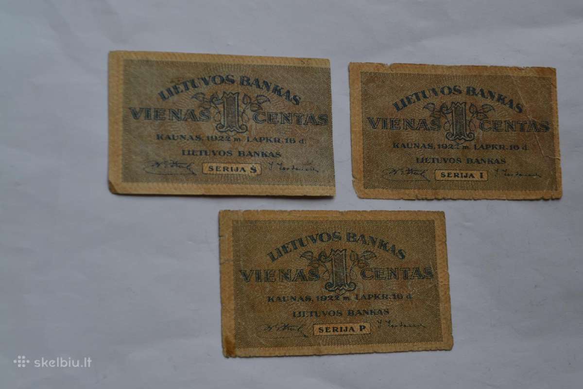 1 cento rinkinys 1922 m.