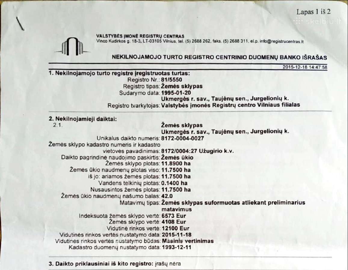 Žemės ūkio paskirties sklypas 11,89ha. Ukmergės r. - nuotraukos Nr. 4