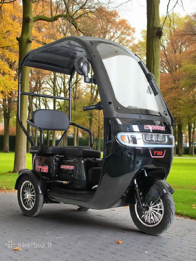Elektrinis triratis motoroleris vezimelis su stogu - nuotraukos Nr. 5