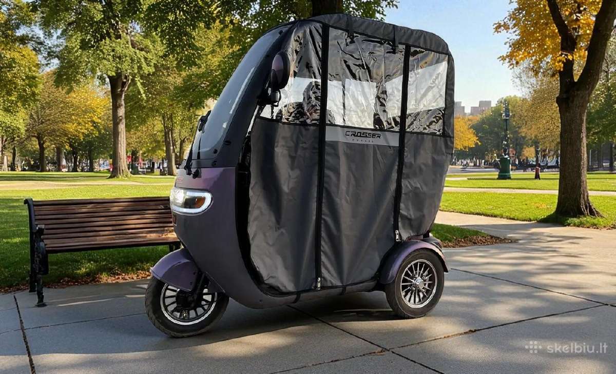 Elektrinis triratis motoroleris vezimelis su stogu - nuotraukos Nr. 6