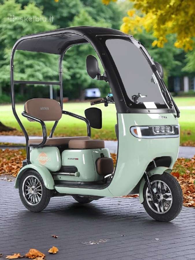 Elektrinis triratis motoroleris vezimelis su stogu - nuotraukos Nr. 14