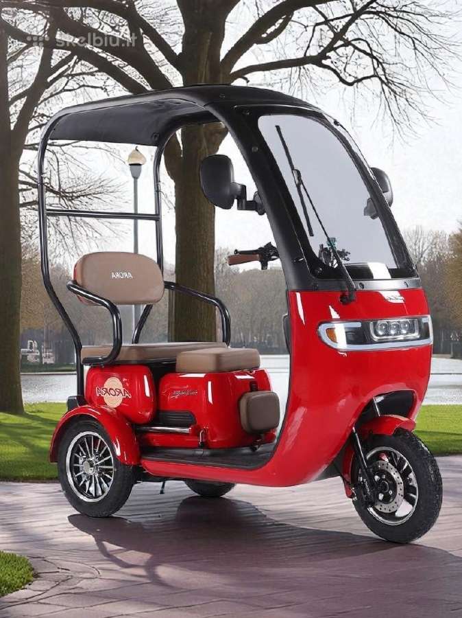 Elektrinis triratis motoroleris vezimelis su stogu - nuotraukos Nr. 15
