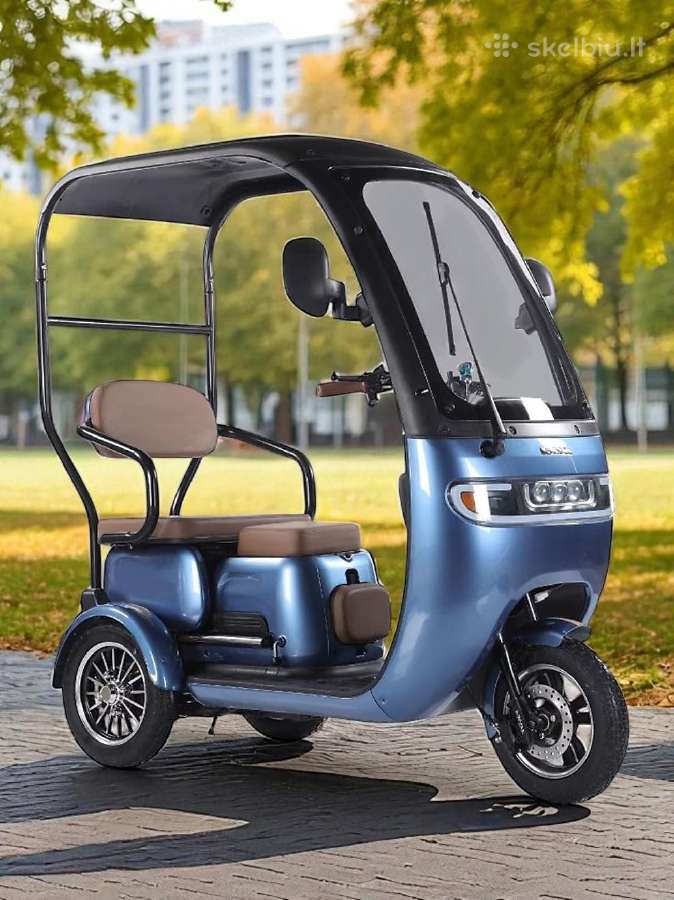 Elektrinis triratis motoroleris vezimelis su stogu - nuotraukos Nr. 2