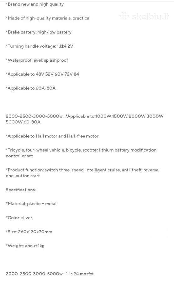 7500w kontroleris 48 - 96v 80a Bldc, didelis - nuotraukos Nr. 5