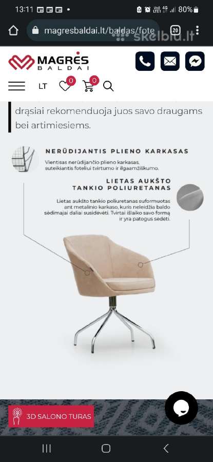 Magrės kėdė foteliukas - nuotraukos Nr. 3