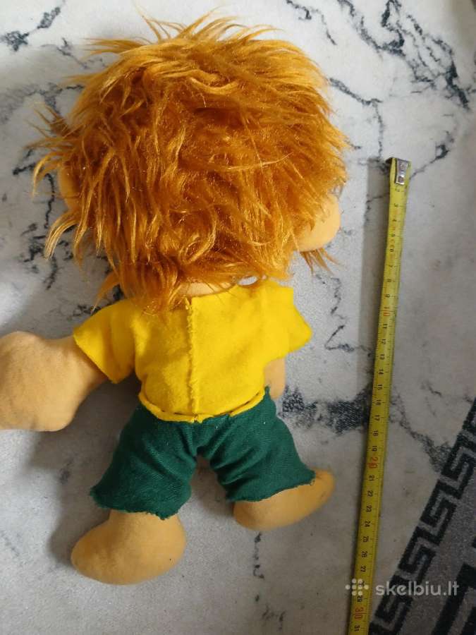 Pumuckl pliušinė lėlė, 23 cm, oranžinė, geltona, - nuotraukos Nr. 3