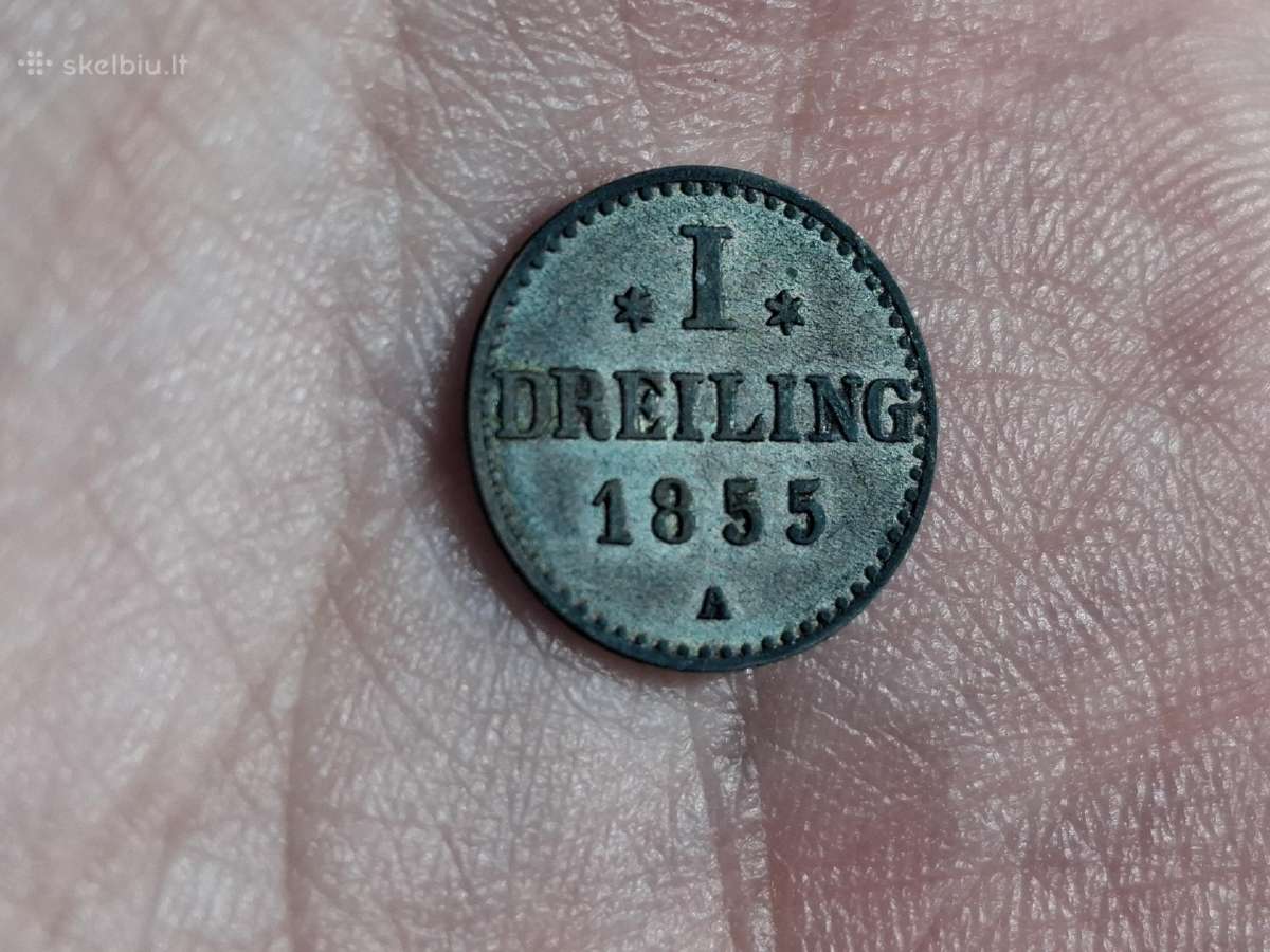 Hamburg 1 dreiling 1855 sidabras