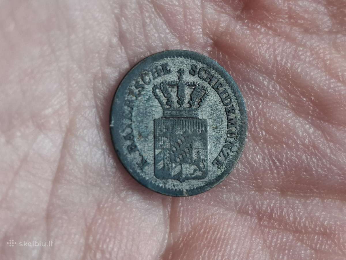 Bavarija 1 kreuzer 1869 sidabras - nuotraukos Nr. 2