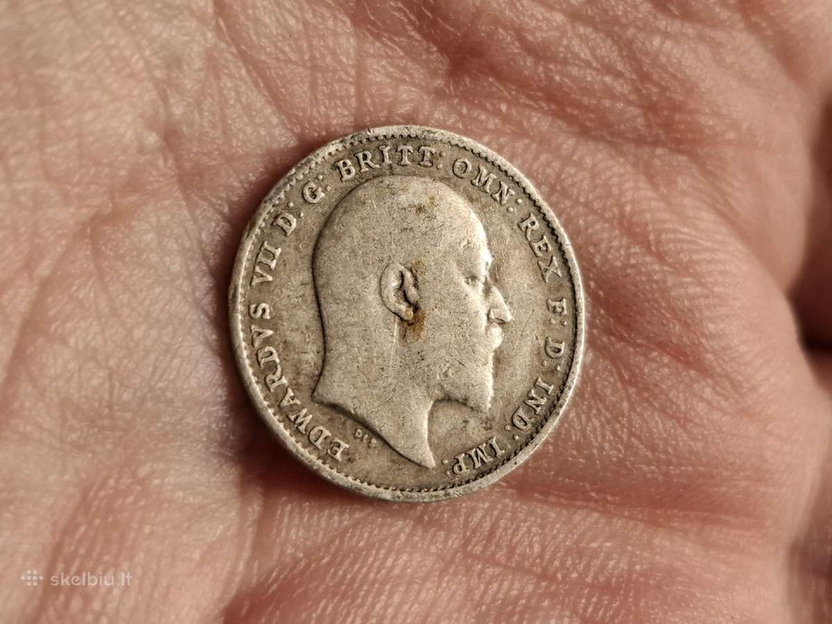 UK 3 pencai 1908 sidabras - nuotraukos Nr. 2