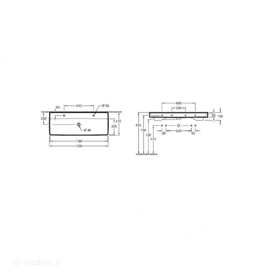 Villeroy&boch dvigubas praustuvas 1200x470 Collaro - nuotraukos Nr. 2