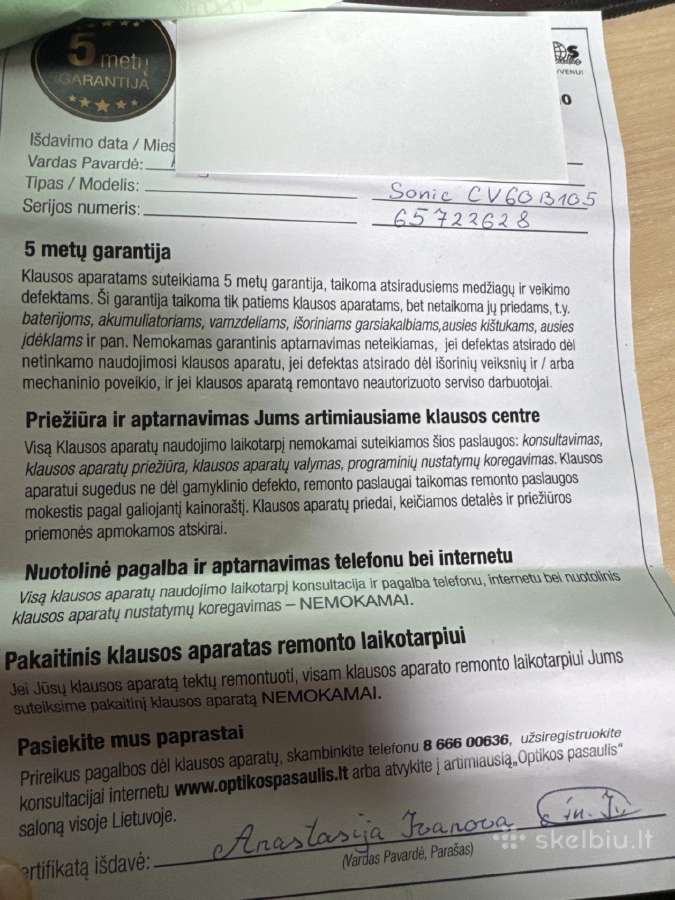 Klausos aparatas kaire ausis - nuotraukos Nr. 5
