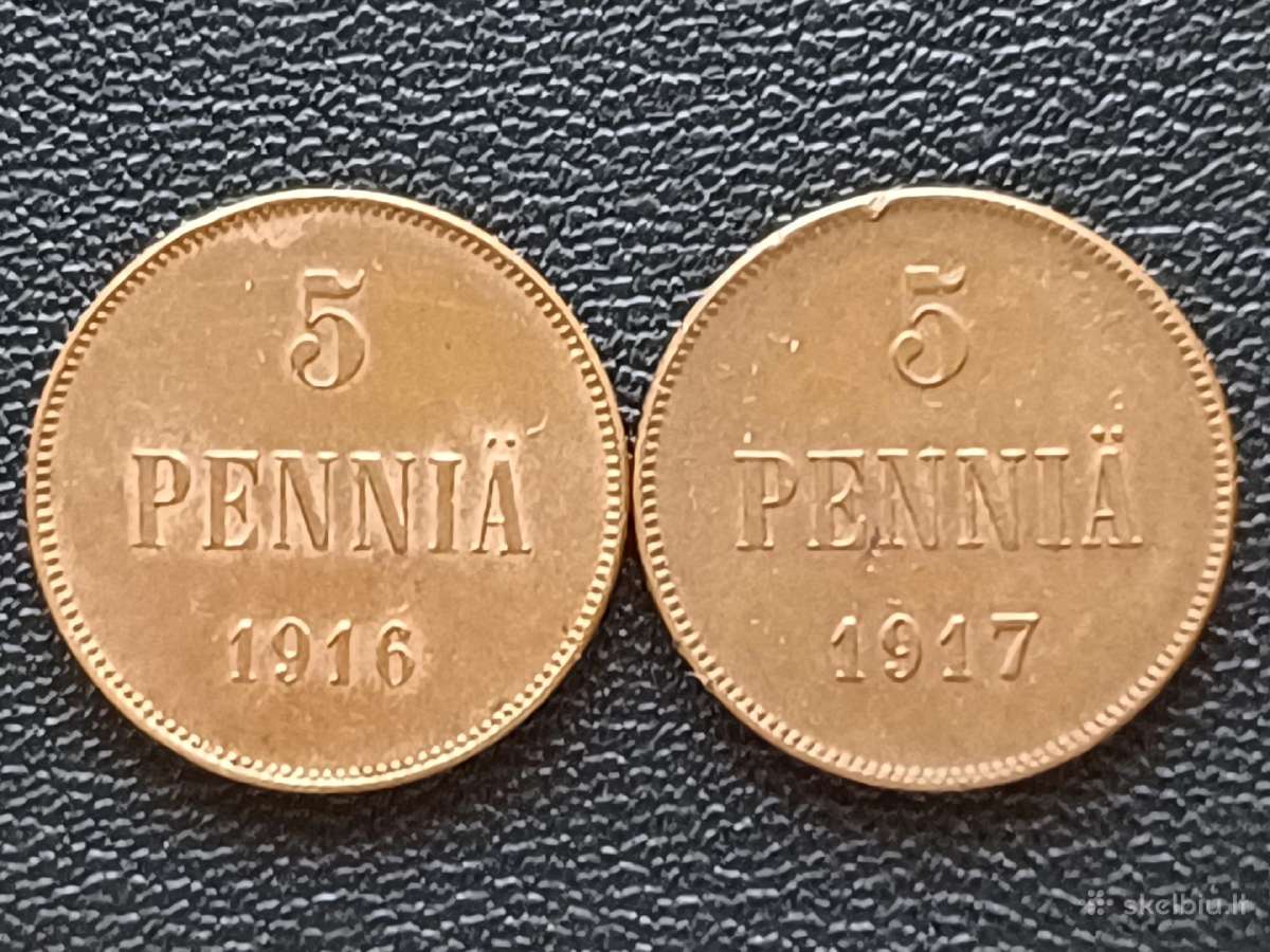 (636) 5 pennia 1916,1917m. Suomija