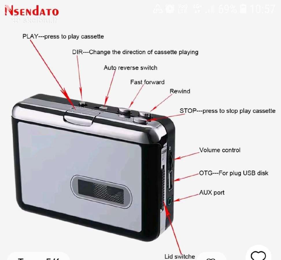 Kasetinis garso rašytuvas į Usb (flešą) - nuotraukos Nr. 5