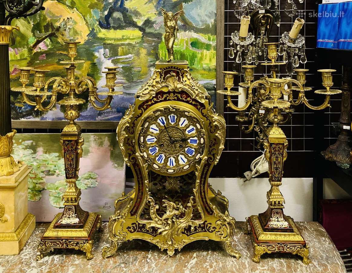 Antikvarinis "Charle Boulle" stiliaus laikrodis