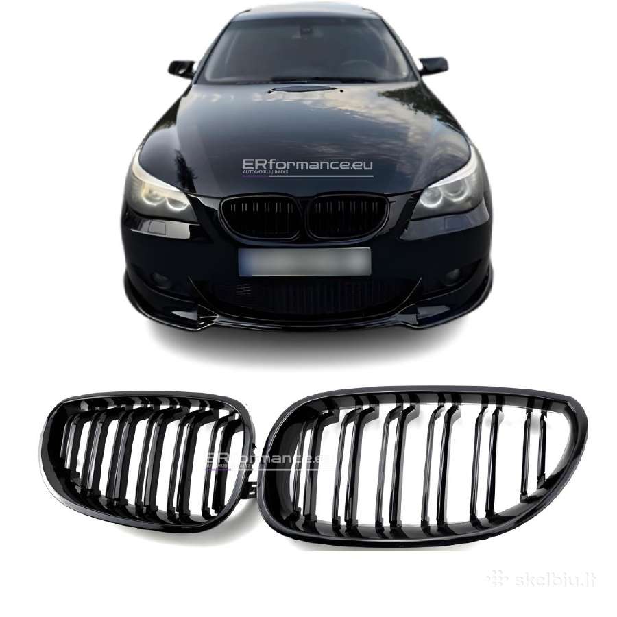 Bmw E60 E61 dvigubos grotelės, blizgios juodos
