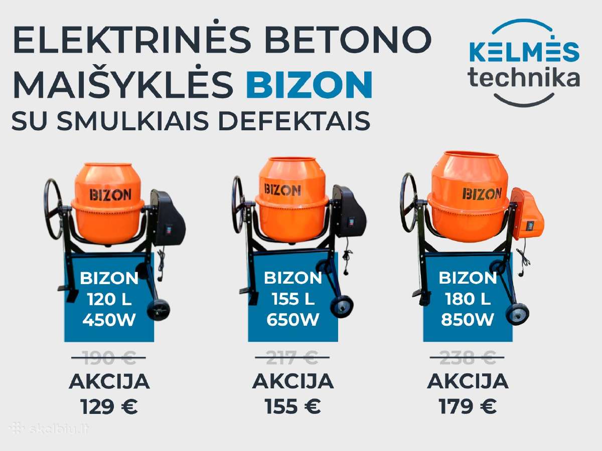 Elektrinės betono maišyklės Bizon Išpardavimas