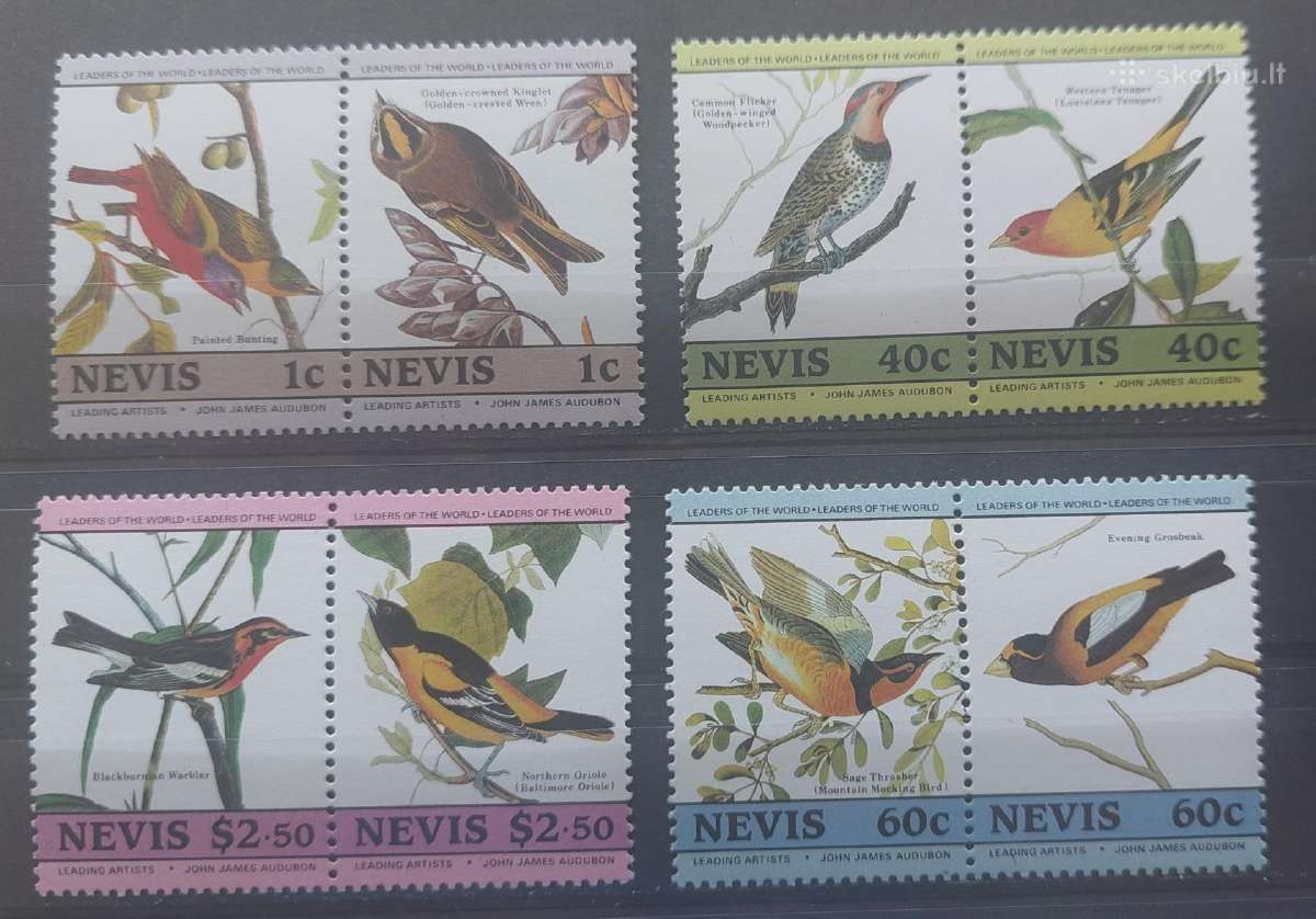 Nevis 1985 Paukščiai, švarus Michel 268-275