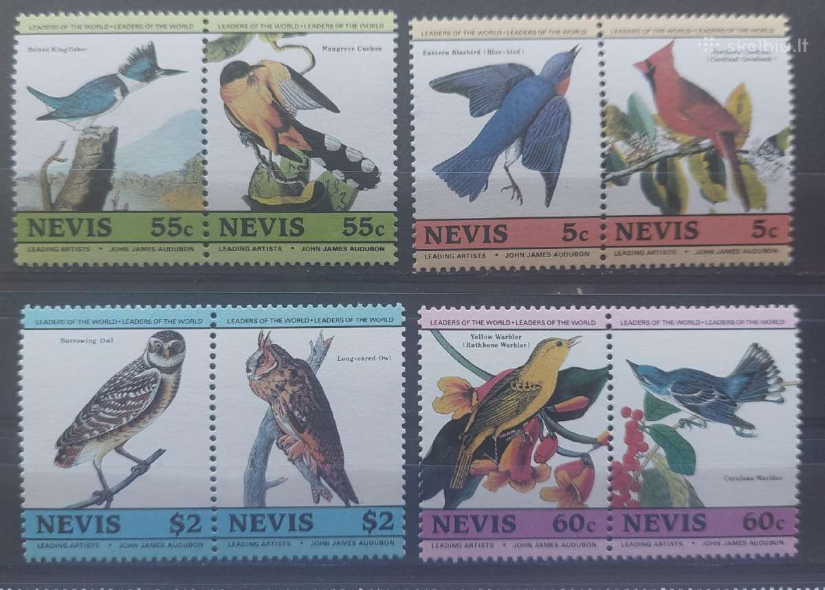 Nevis 1985 Paukščiai, švarus Michel 252-259