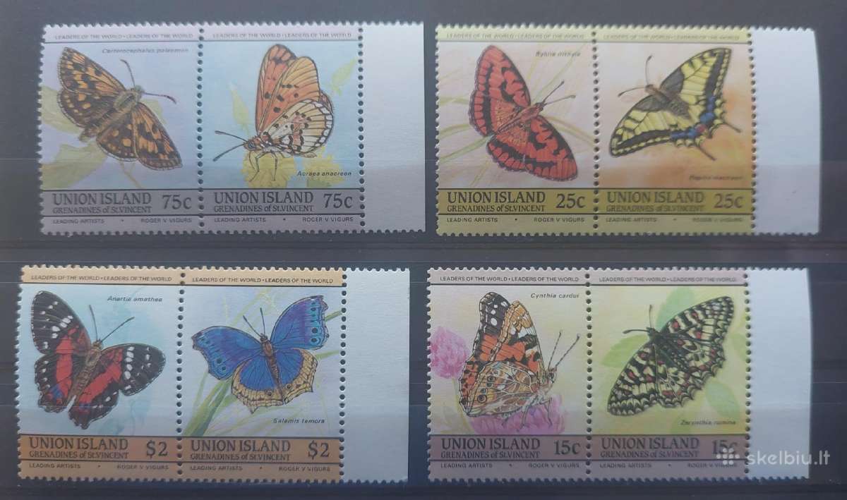 Sent Vinsentas ir Grenadinai 1985 drugeliai, švaru
