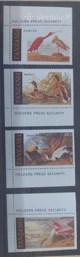 Tanzanija 1986 paukščiai , švarūs Michel 315-318