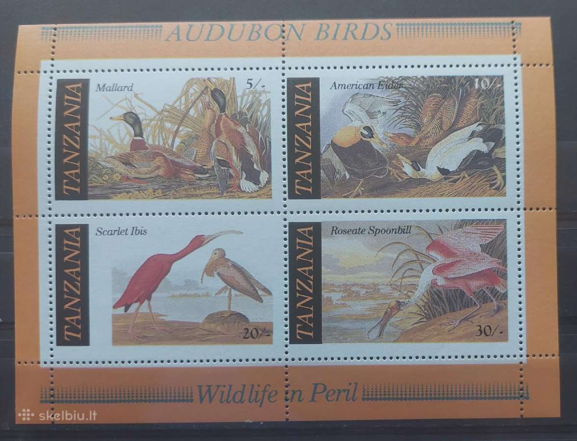 Tanzanija 1986 paukščiai , švarūs Michel block55