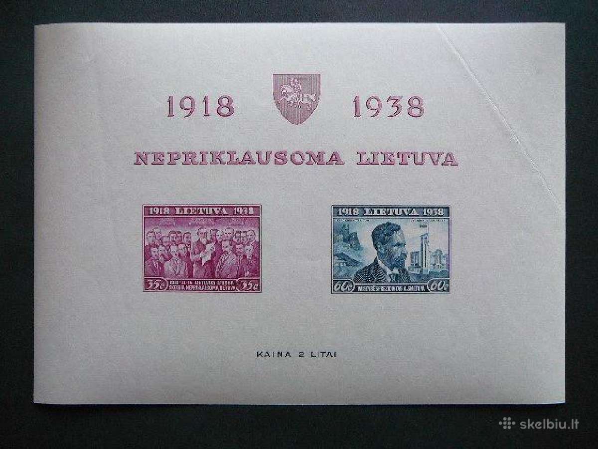 Lietuva 1939 Nepriklausoma 20m. Blk1b Mnh lit43t