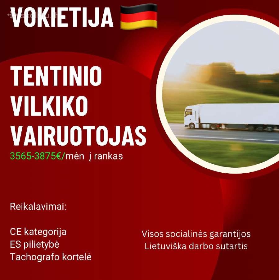 Ieškome tentinio vilkiko vairuotojų Vokietijoje