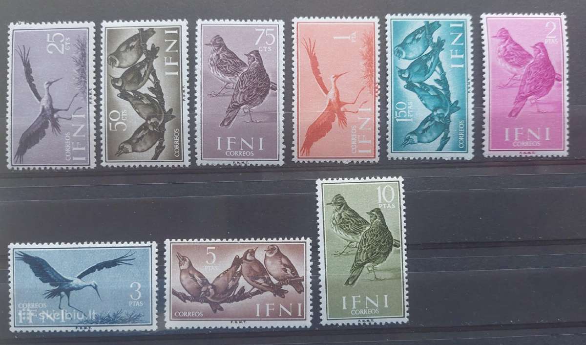 Ifnis 1960 paukščiai , švarūs Michel 192-200
