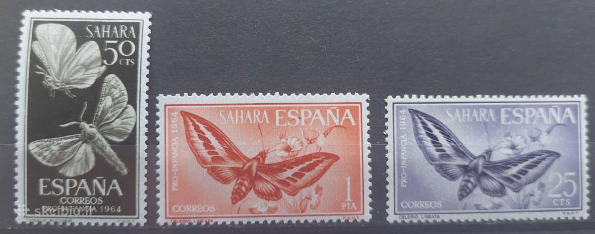 Ispanijos Sachara 1964 drugeliai , švarūs Michel 2
