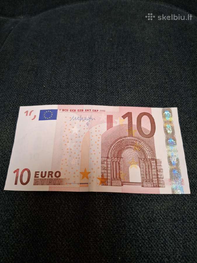 10 Eur , 2002 metų banknotas, retas, būklė puiki