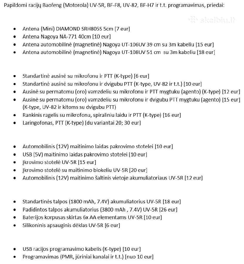 Baofeng Bf-h7 racija 10w, priedai - nuotraukos Nr. 15