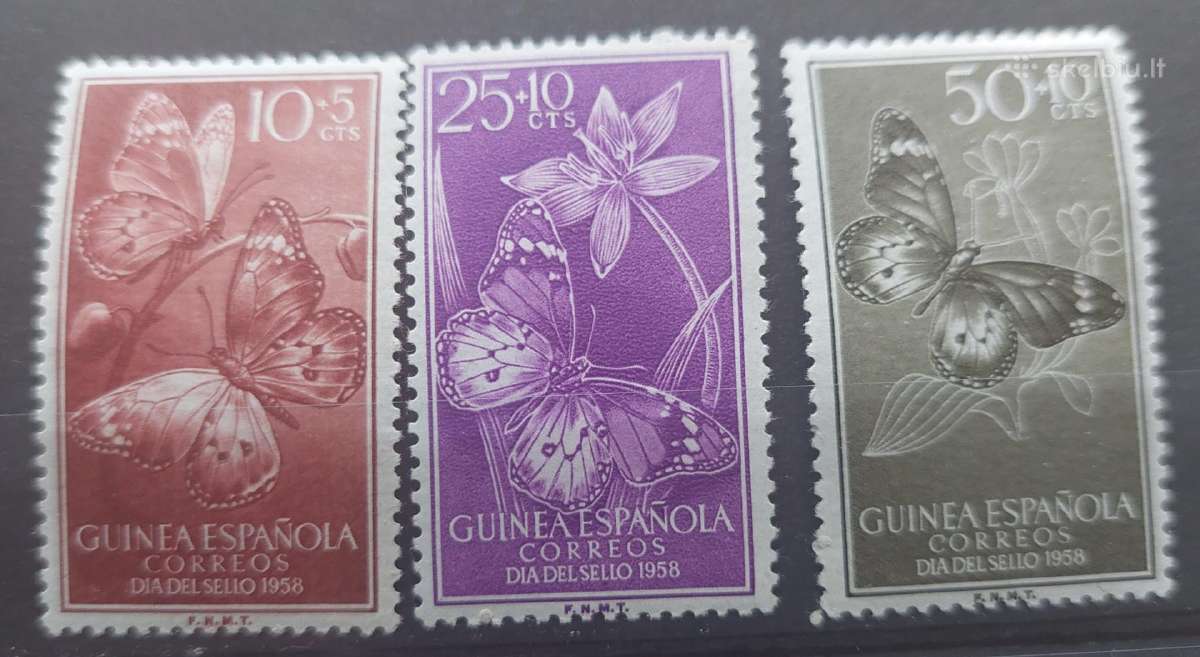 Ispanijos Gvinėja 1958 drugeliai , švarūs Michel 3