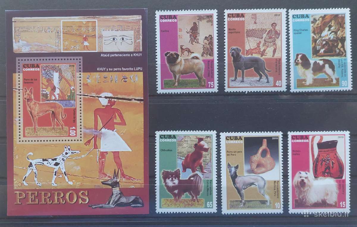 Kuba 2010 šunis , švarūs Michel 5363-5368 block 27
