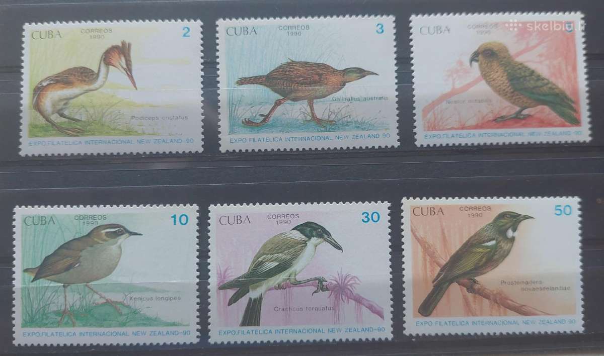 Kuba 1990 paukščiai , švarūs Michel 3406-3411